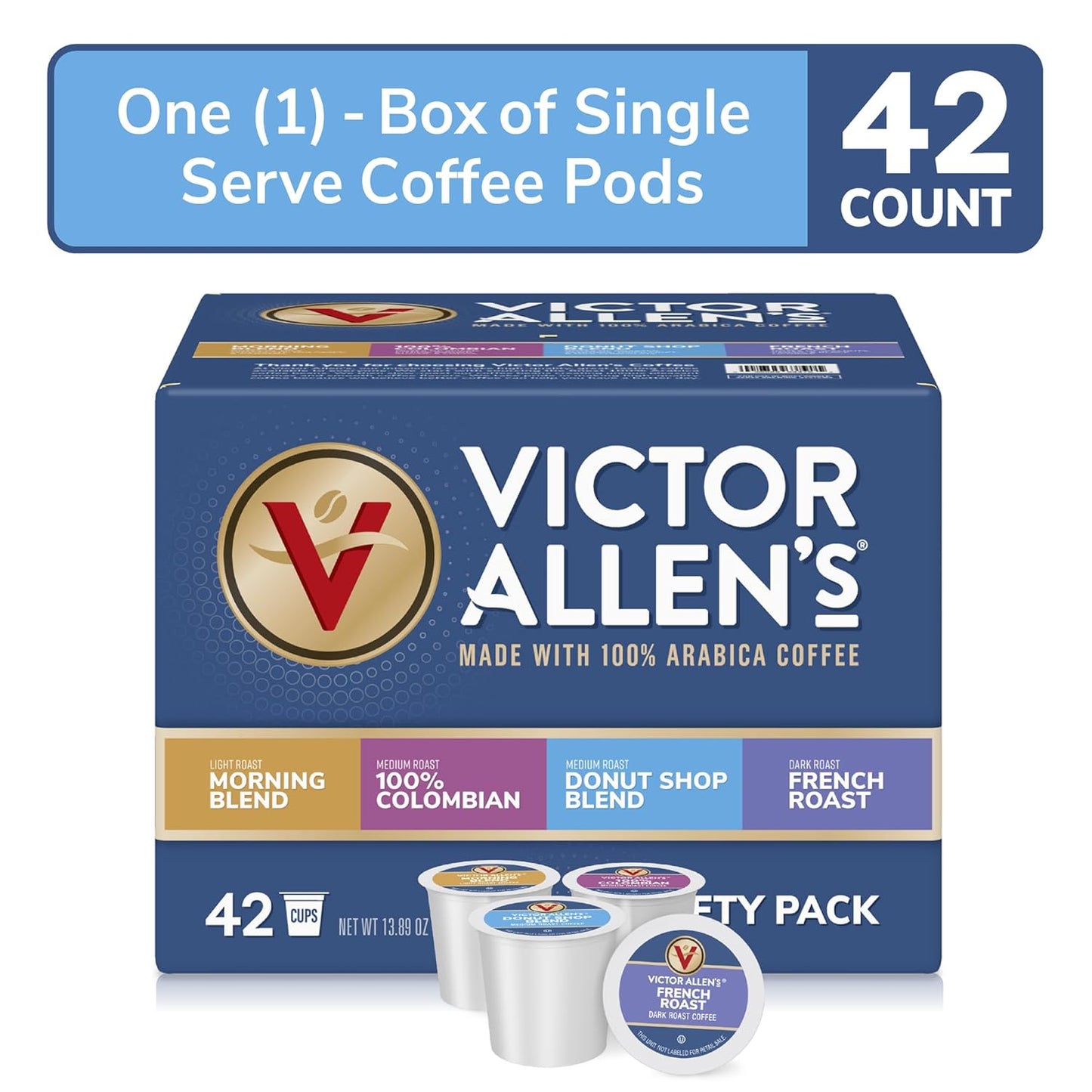 Coffee Variety Pack (Morning Blend, 100% Colombian, Donut Shop Blend, and French Roast), 42 Count, Single Serve Coffee Pods for Keurig